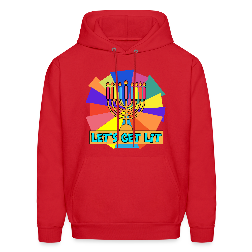 Glow & Get Lit Chanukah Menorah Men's Hoodie - red