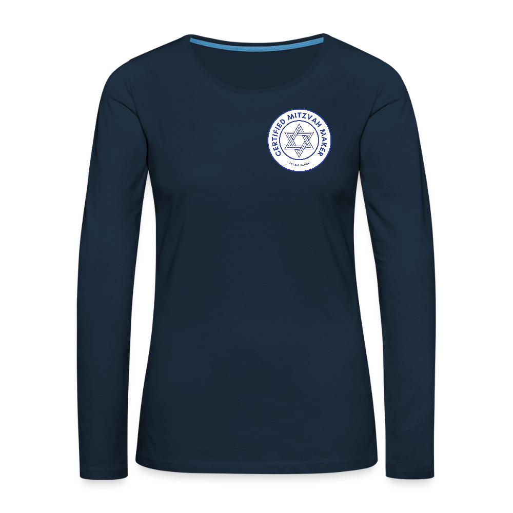 Certified Mitzvah Maker Badge Women's Premium Long Sleeve T-Shirt - deep navy