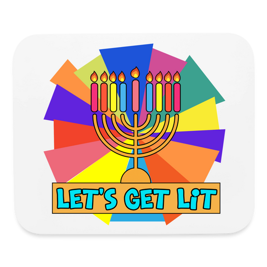 Glow & Get Lit Chanukah Menorah Mouse pad Horizontal - white