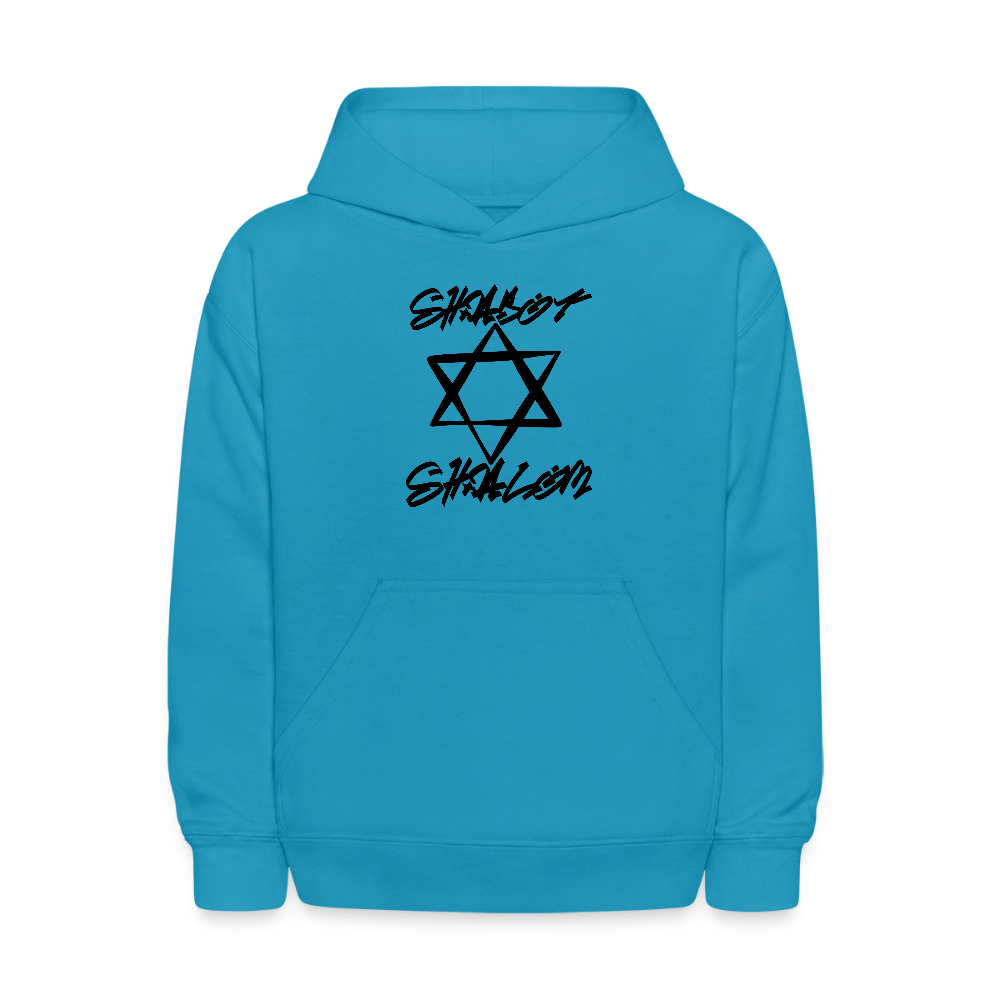 Shabbat Shalom Graffiti Star Kids' Hoodie - turquoise