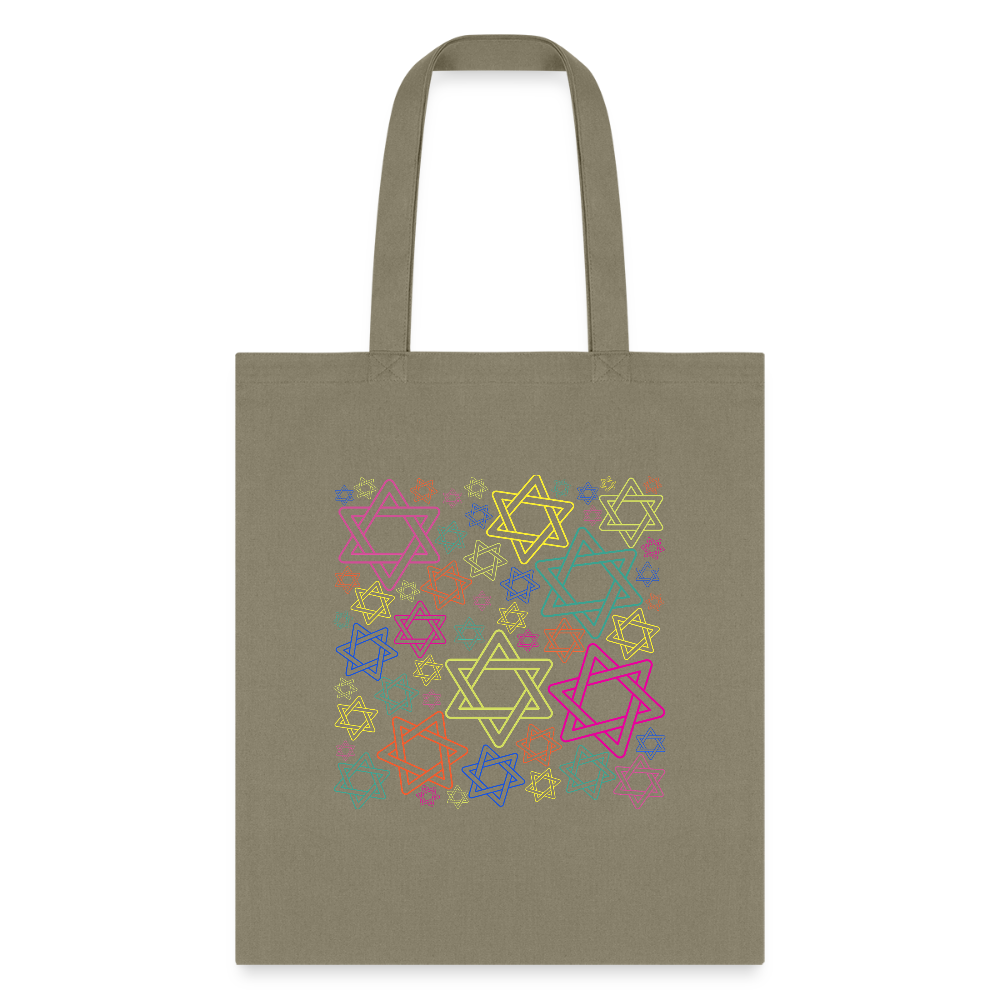 Neon Star of David Festival Tote Bag - khaki