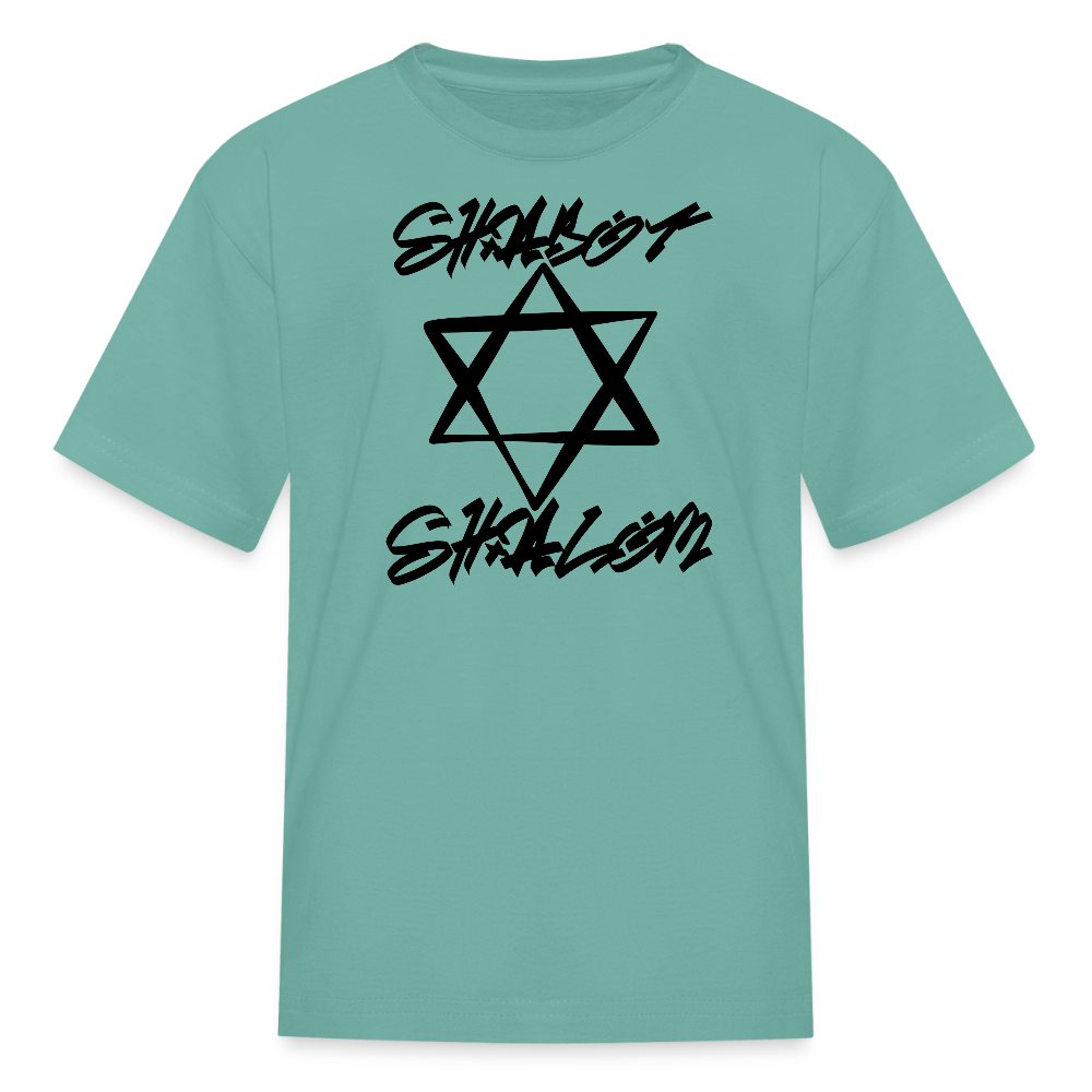 Shabbat Shalom Graffiti Star Kids' T-Shirt - aquatic