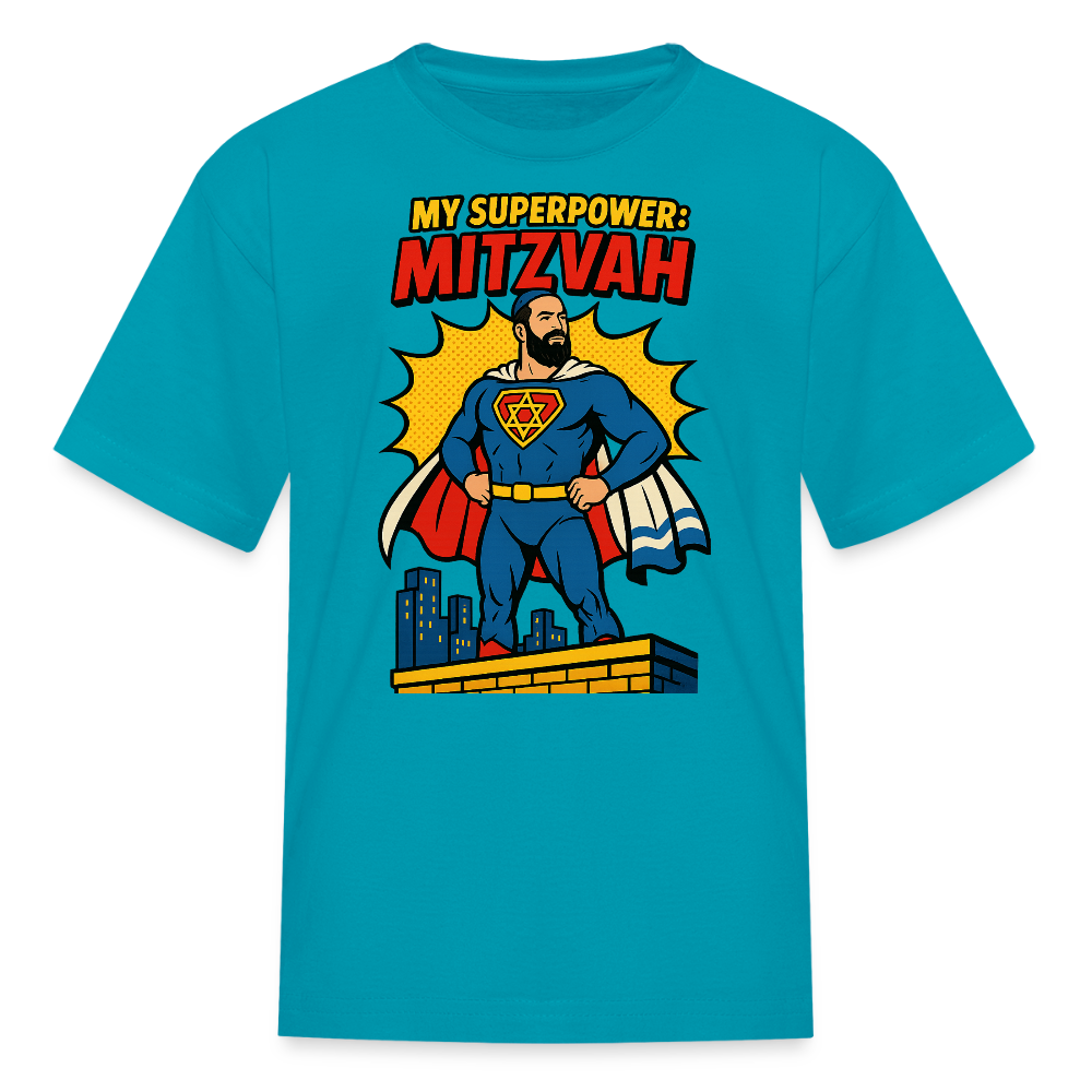 My Superpower: Mitzvah Kids' T-Shirt - turquoise