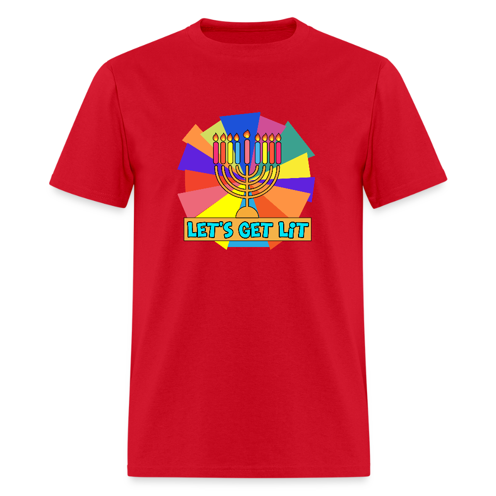 Glow & Get Lit Chanukah Menorah Men's T-Shirt | GILDAN 5000 - red