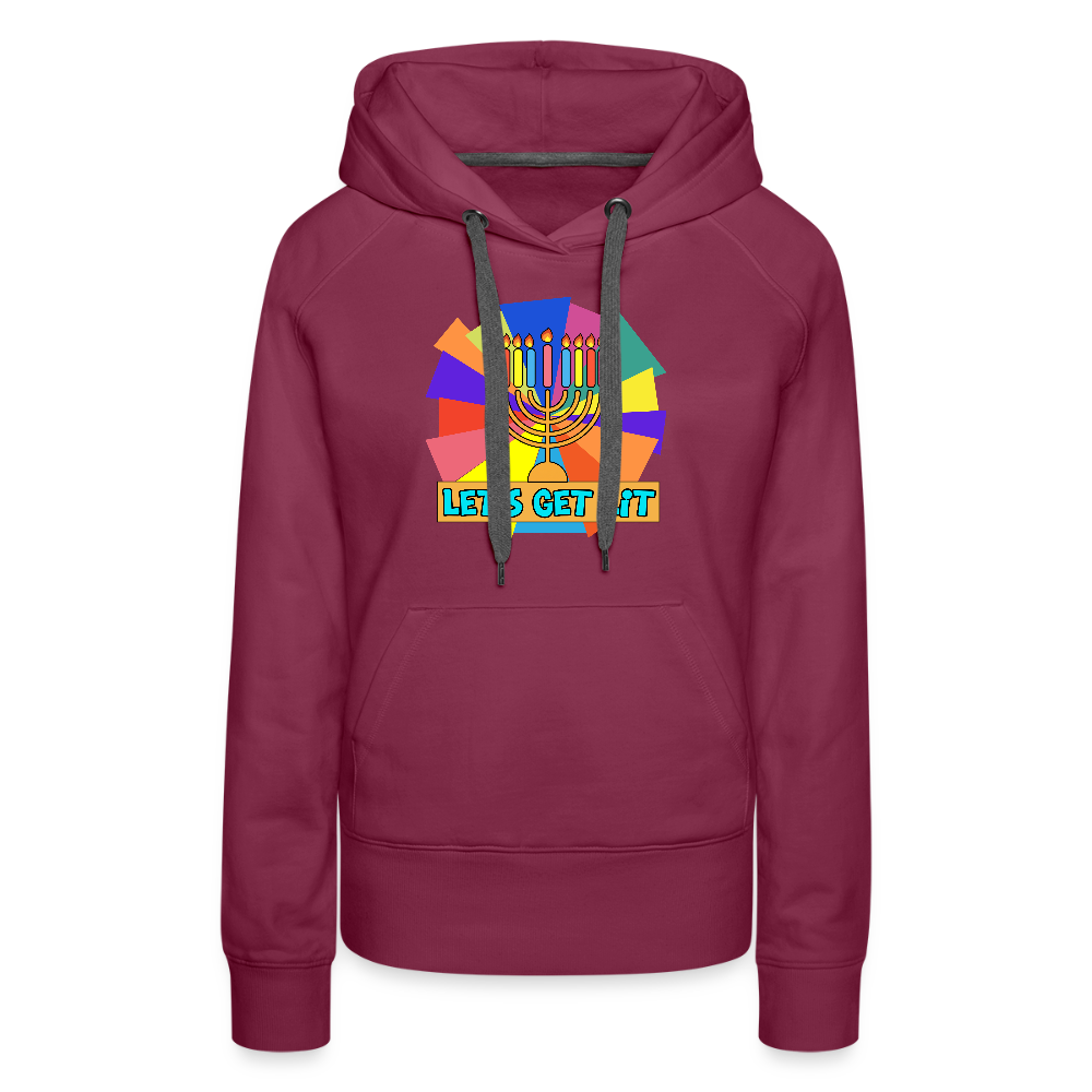 Glow & Get Lit Chanukah Menorah Women’s Premium Hoodie - burgundy