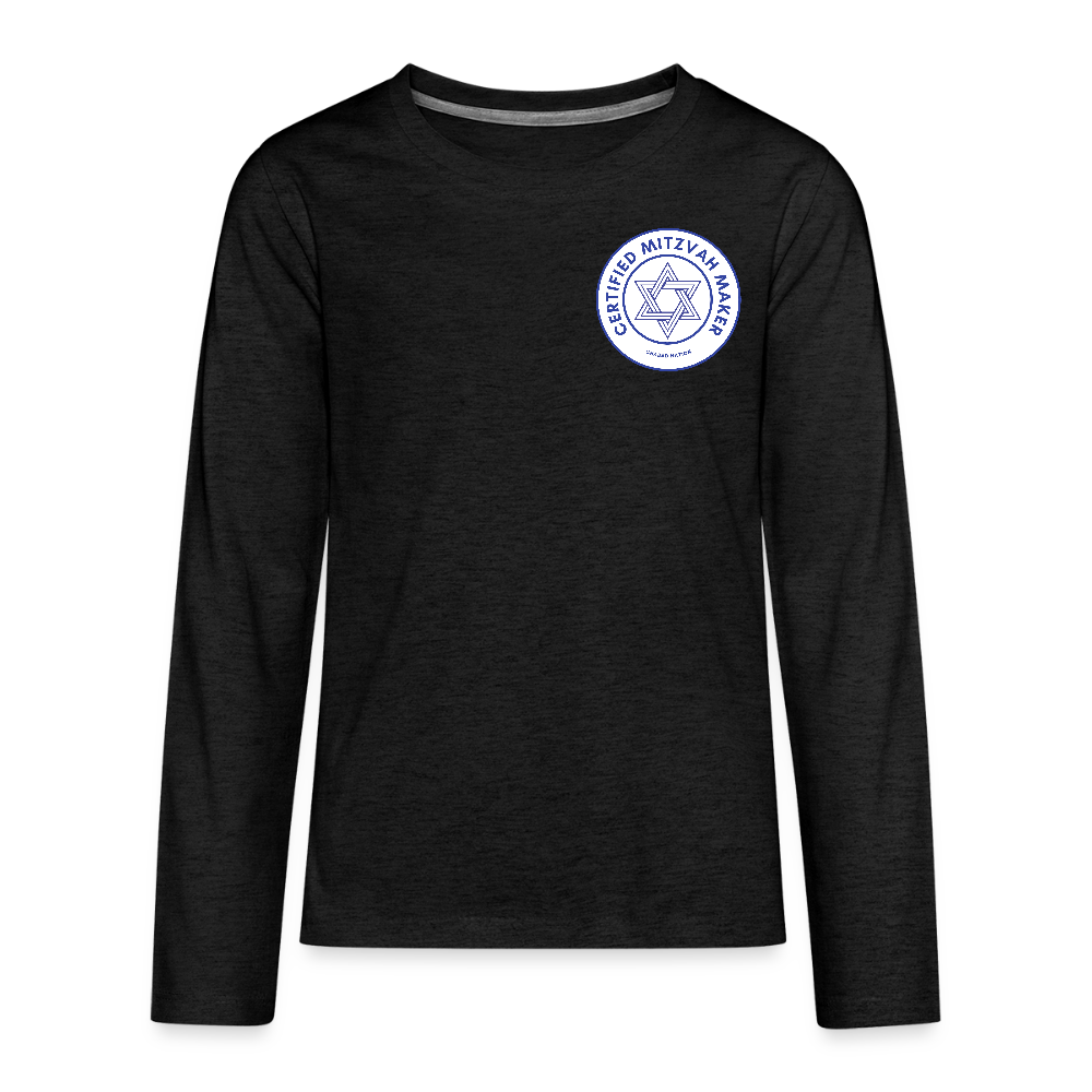Certified Mitzvah Maker Badge Kids' Premium Long Sleeve T-Shirt - charcoal grey