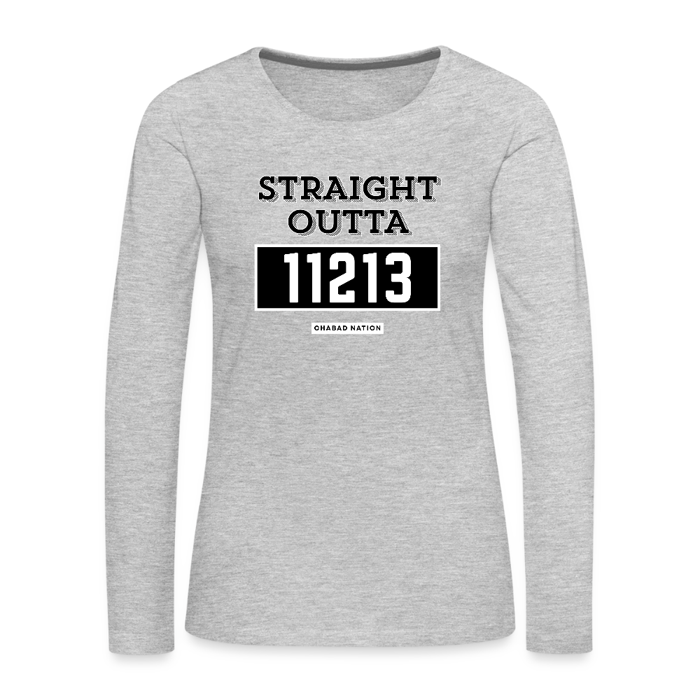 Straight Outta 11213 Women's Premium Long Sleeve T-Shirt - heather gray