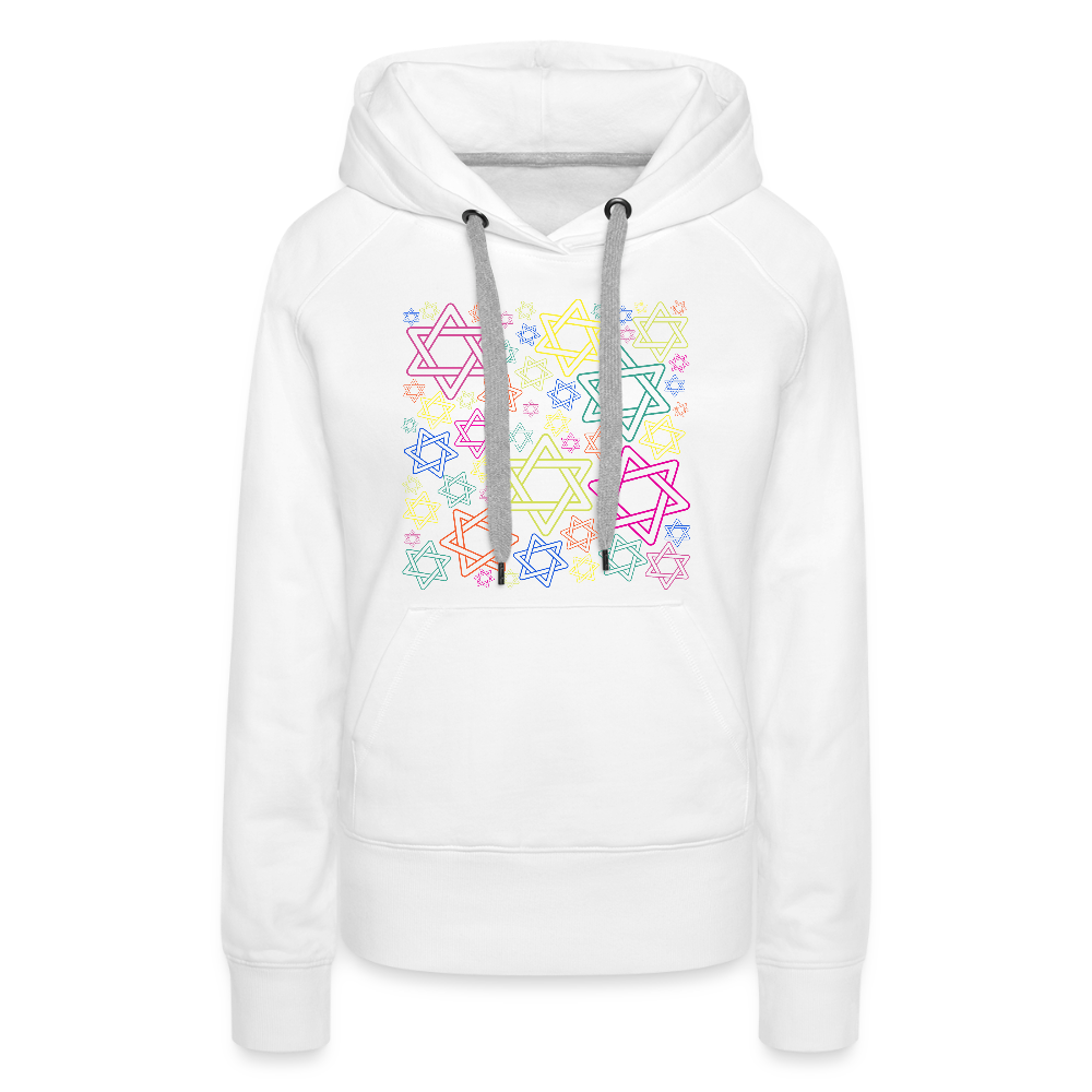 Neon Star of David Festival Women’s Premium Hoodie - white