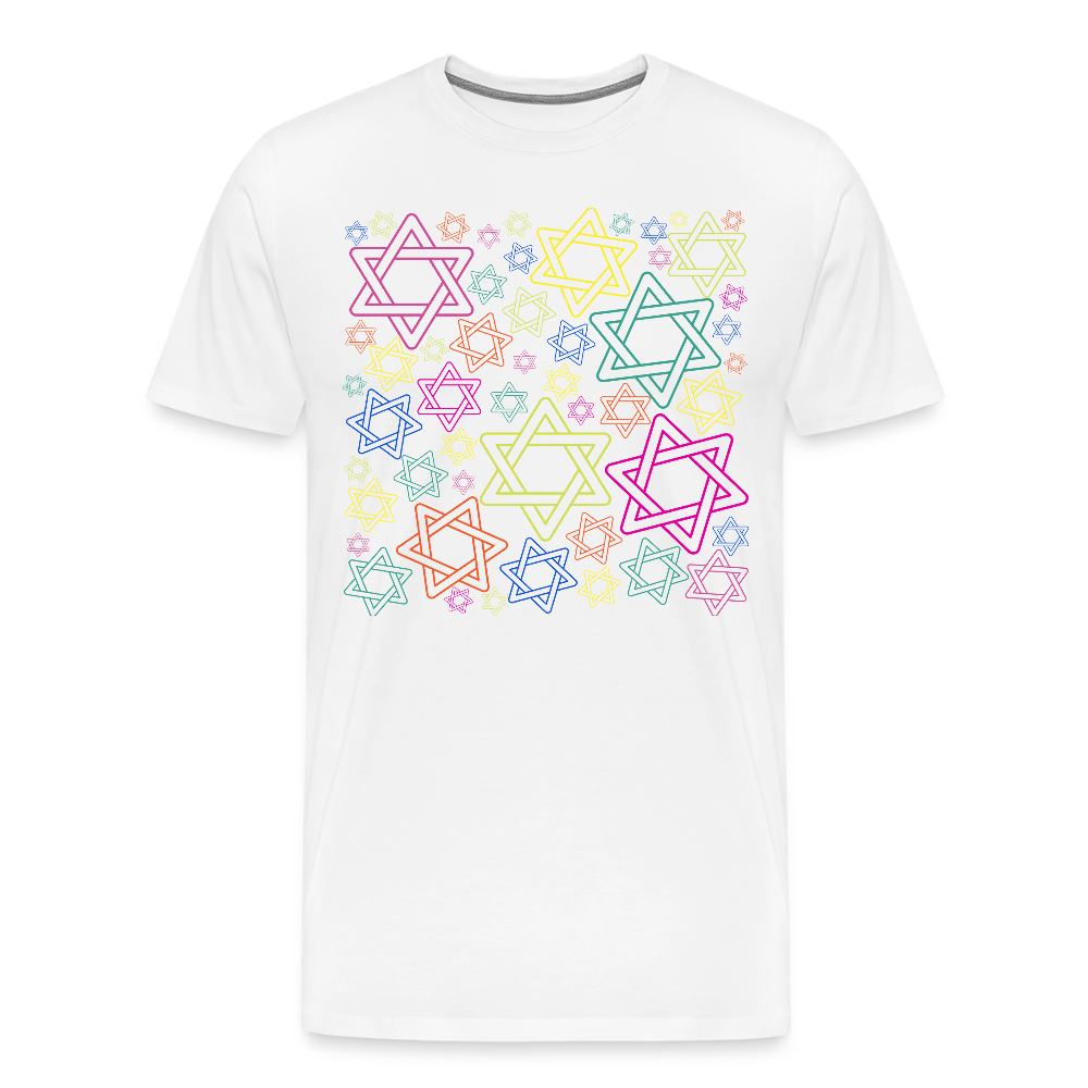 Neon Star of David Festival Men's Premium T-Shirt - white