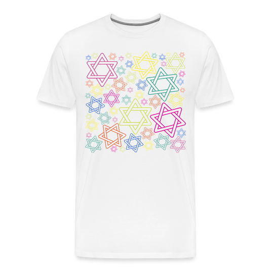 Neon Star of David Festival Men's Premium T-Shirt - white