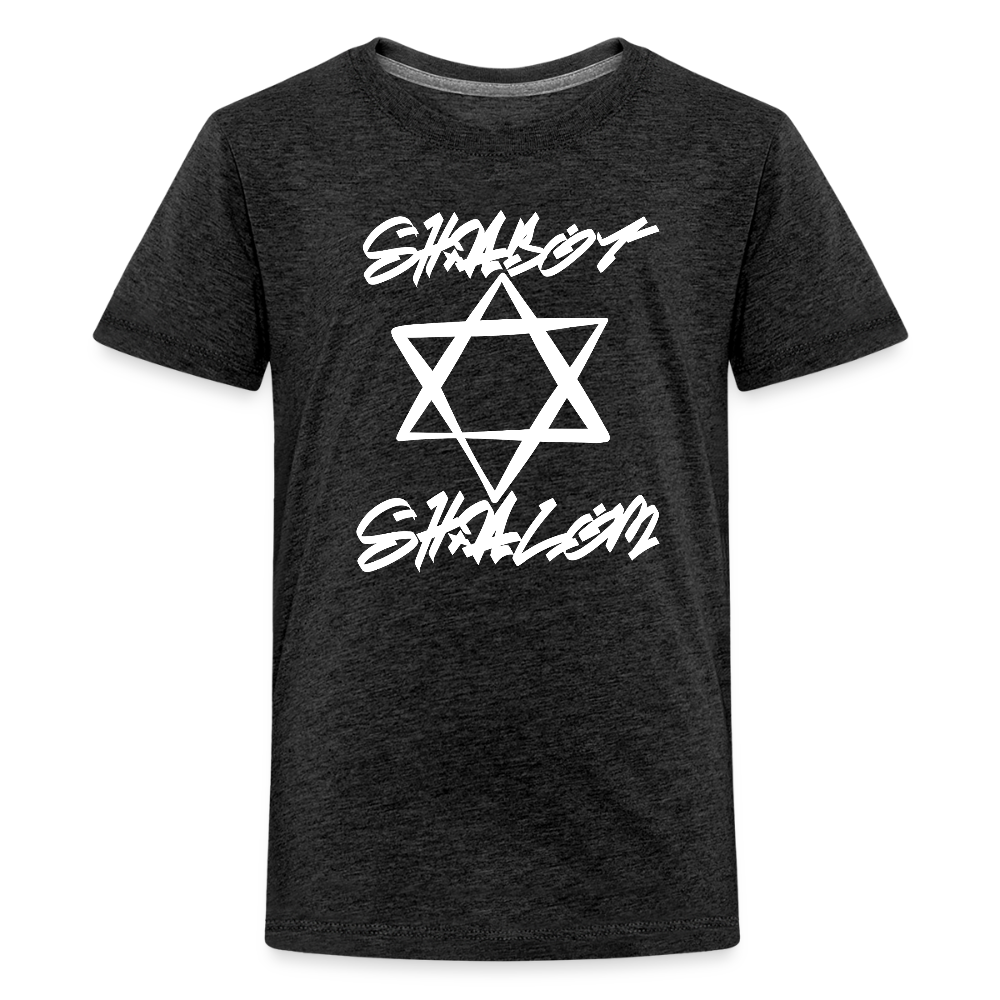 Shabbat Shalom Graffiti Light Star Kids' Premium T-Shirt - charcoal grey