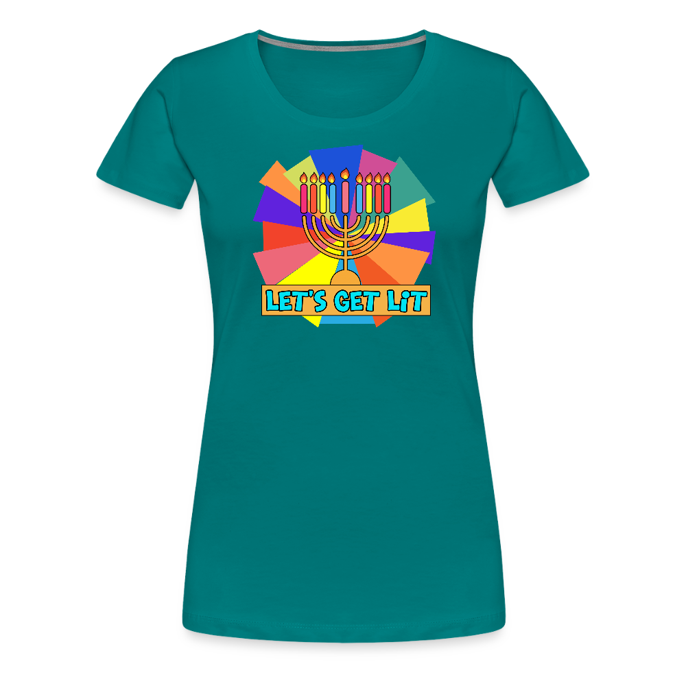 Glow & Get Lit Chanukah Menorah Women’s Premium T-Shirt - teal