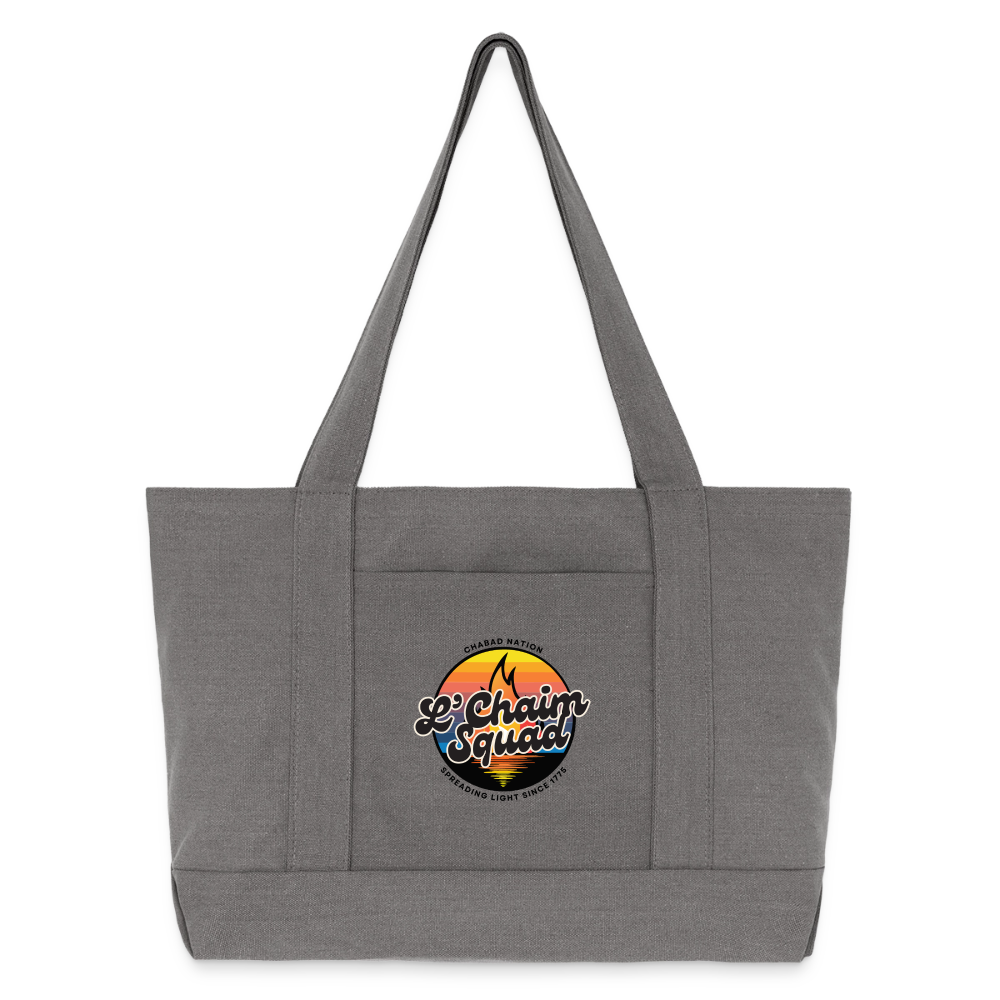 L’Chaim Squad – Spreading Light Cotton Pigment Dyed Tote Bag - charcoal grey