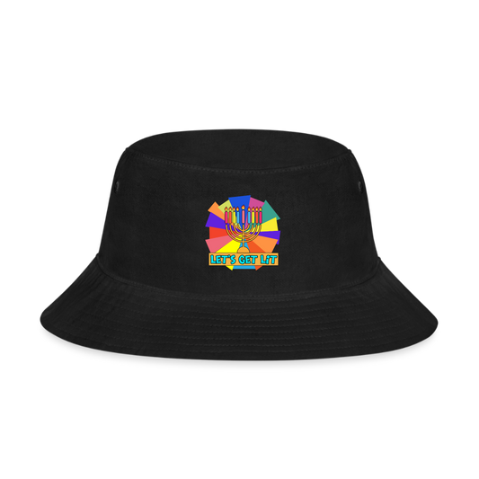 Glow & Get Lit Chanukah Menorah Bucket Hat - black