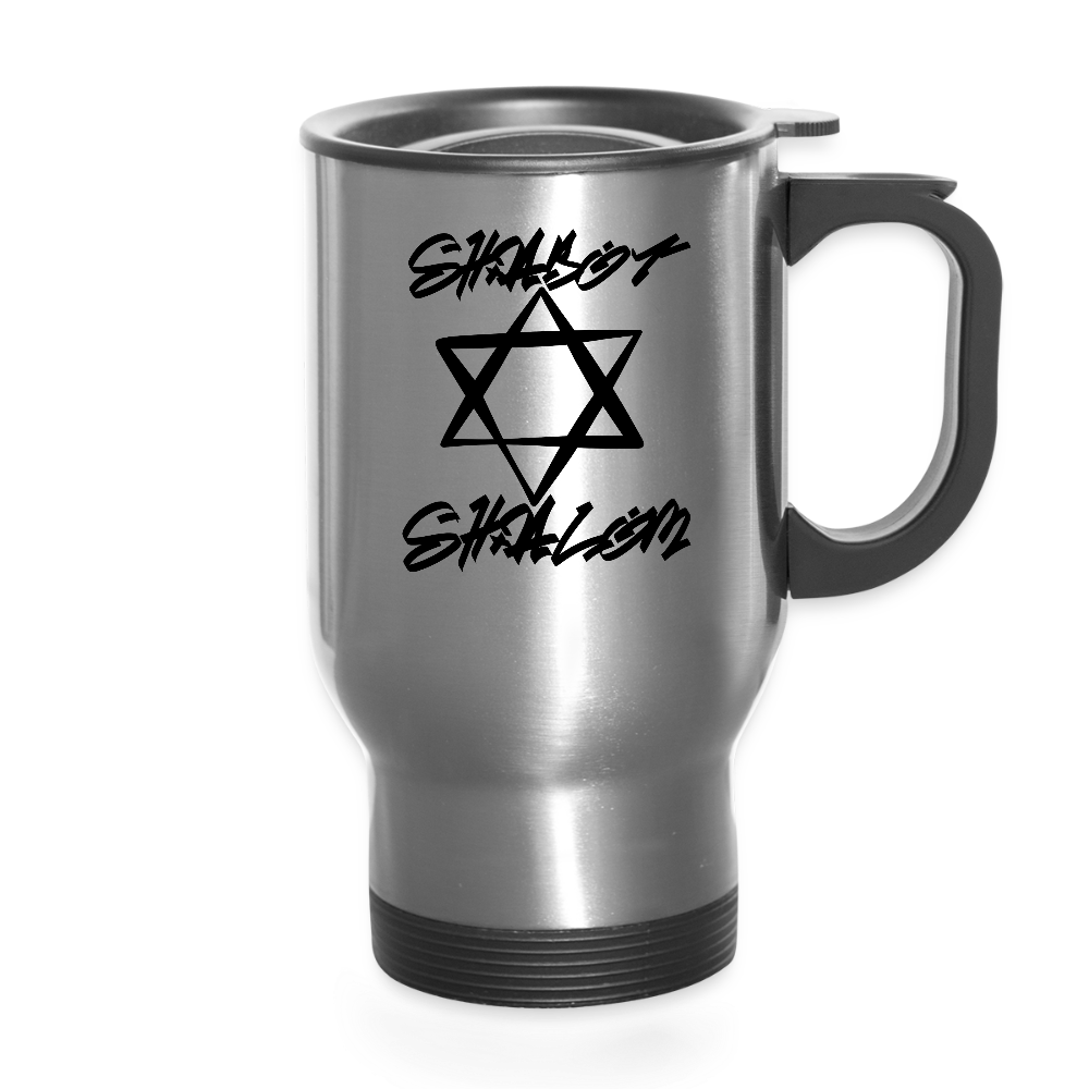 Shabbat Shalom Graffiti Star Travel Mug - silver