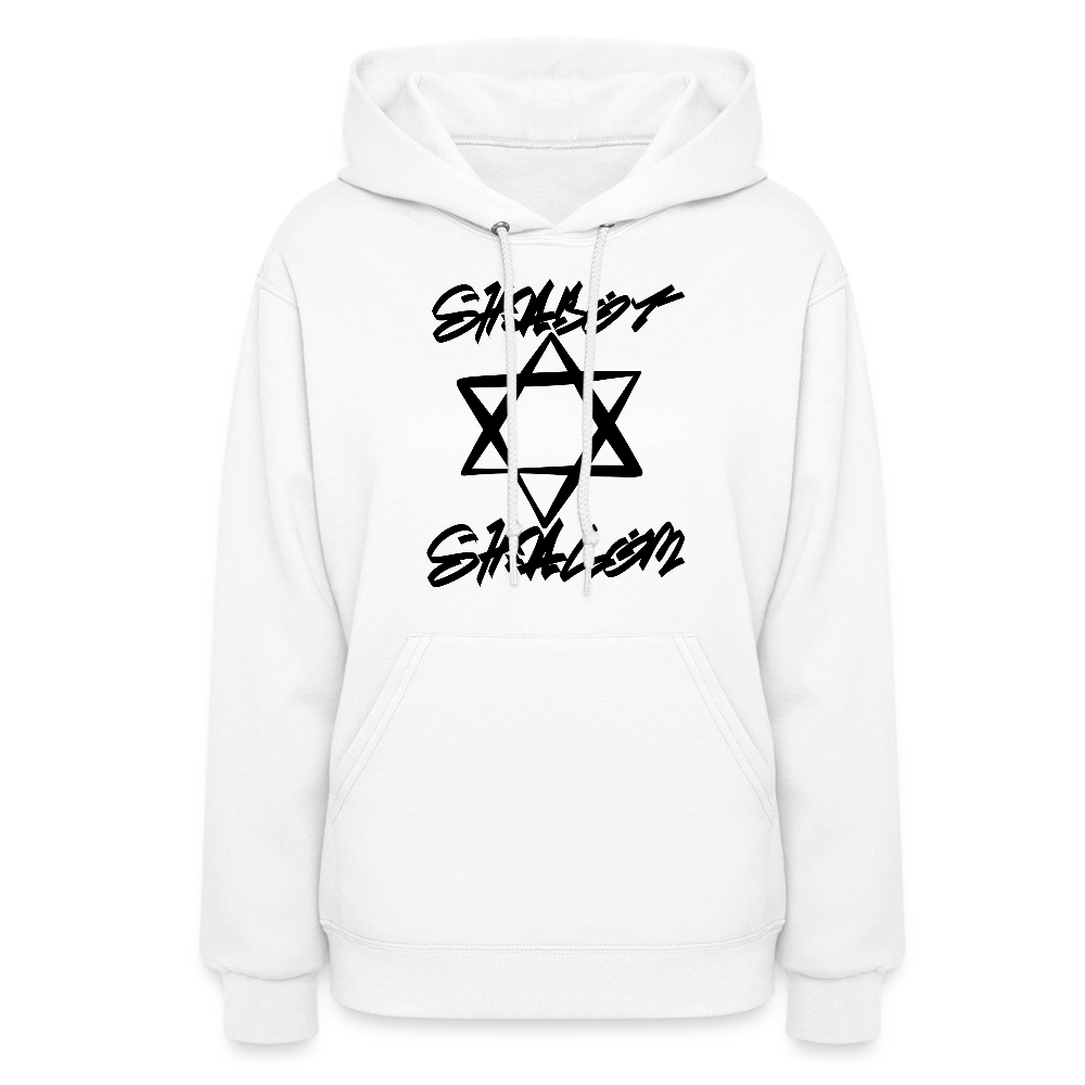 Shabbat Shalom Graffiti Star Women's Hoodie - white