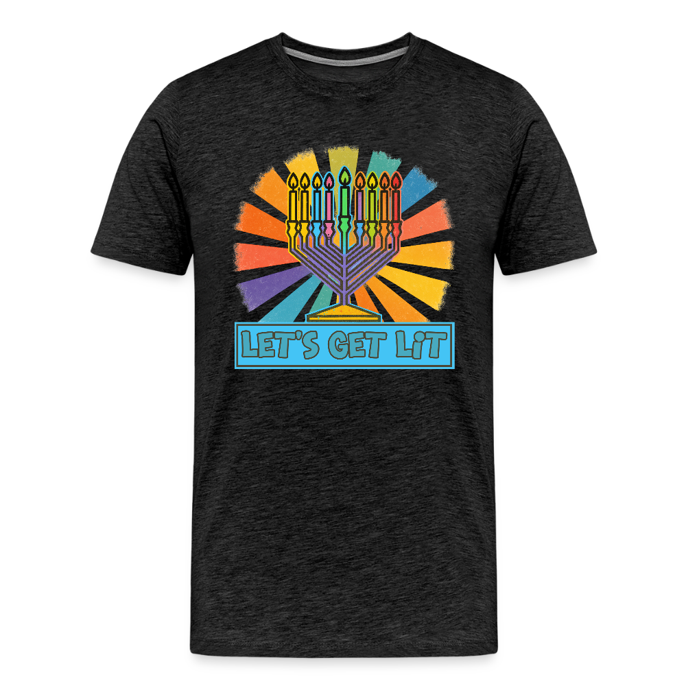 Radiant Retro Let's Get Lit Menorah Men's Premium T-Shirt - charcoal grey