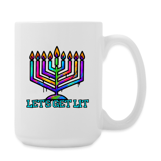Let’s Get Lit Chabad Menorah Coffee/Tea Mug 15 oz - white
