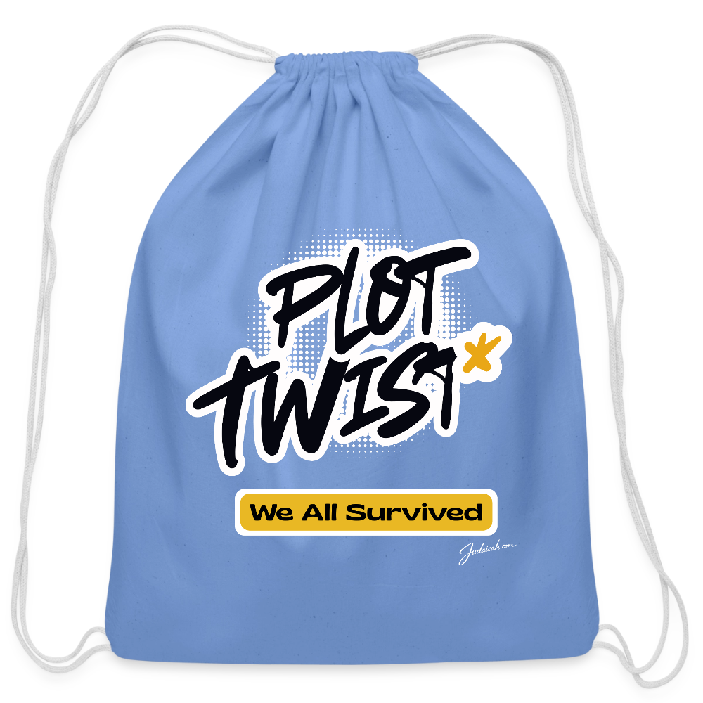 Plot Twist Cotton Drawstring Bag - carolina blue