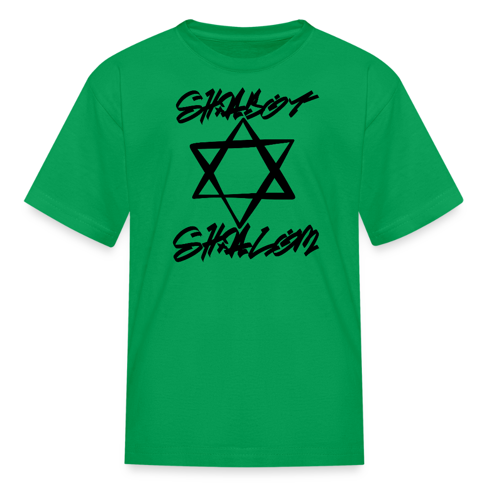 Shabbat Shalom Graffiti Star Kids' T-Shirt - kelly green