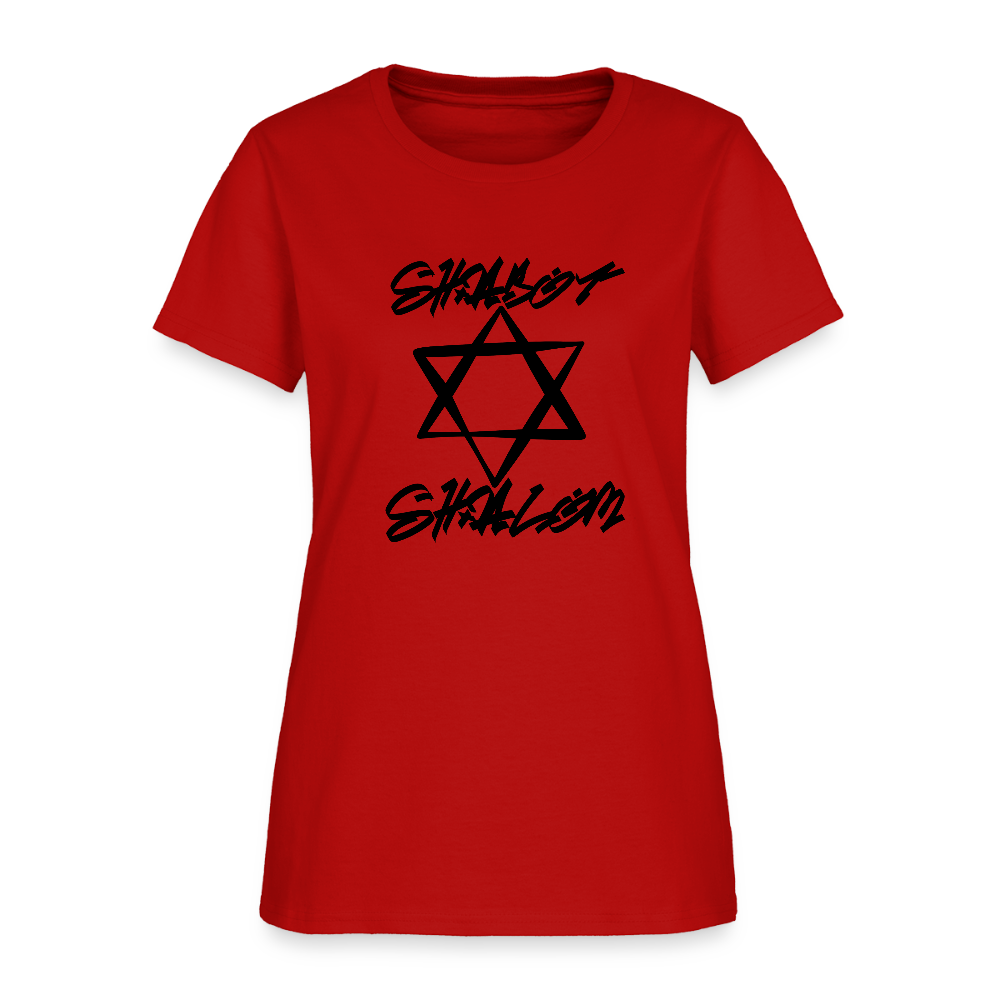 Shabbat Shalom Graffiti Star Women's T-Shirt - red