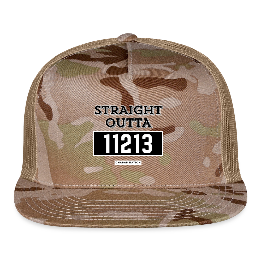Straight Outta 11213 Trucker Hat - MultiCam\tan