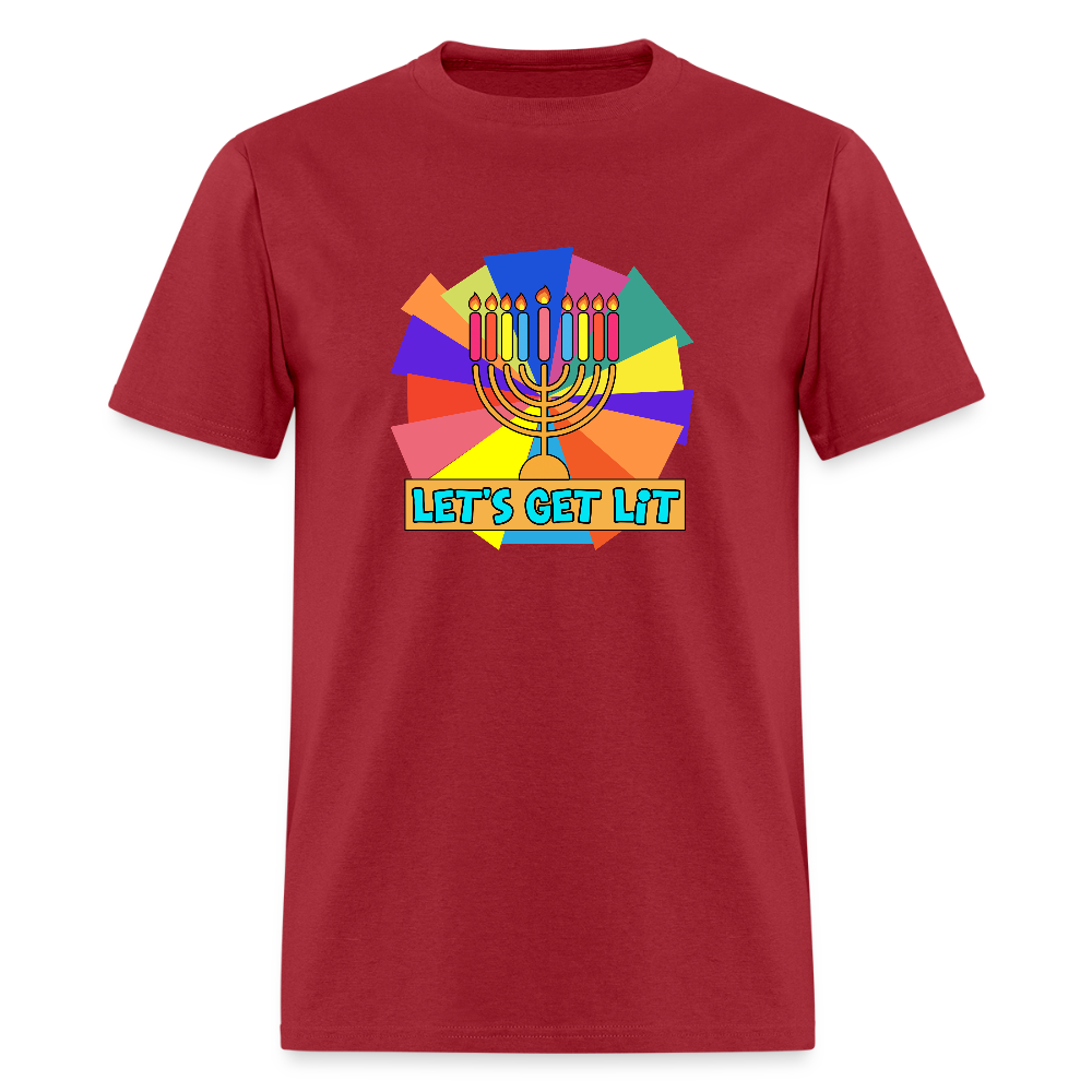 Glow & Get Lit Chanukah Menorah Men's T-Shirt | GILDAN 5000 - dark red