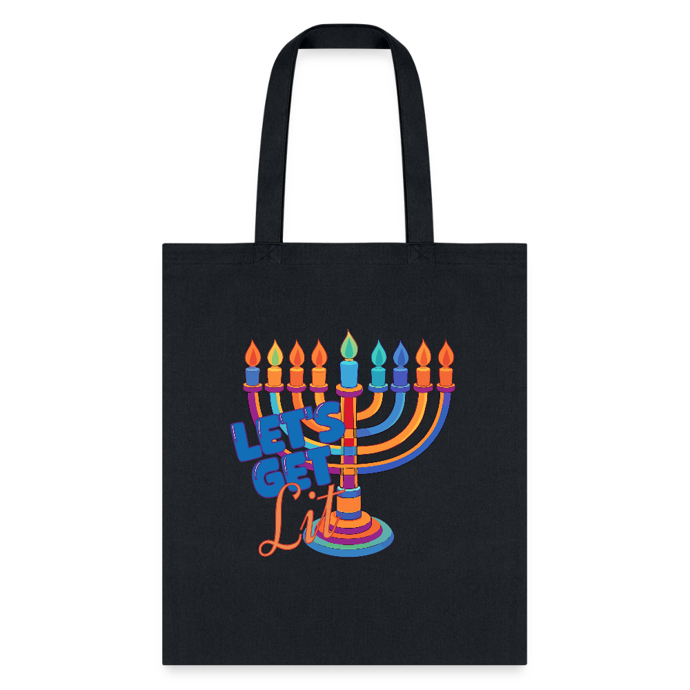 Let's Get Lit Menorah Tote Bag - black