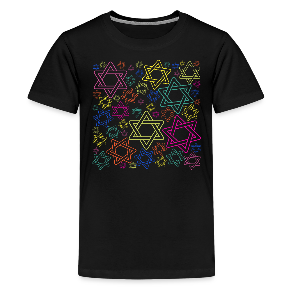 Neon Star of David Festival Kids' Premium T-Shirt - black