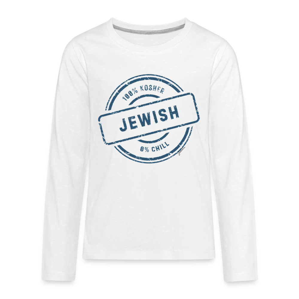 100% Jewish Kids' Premium Long Sleeve T-Shirt - white