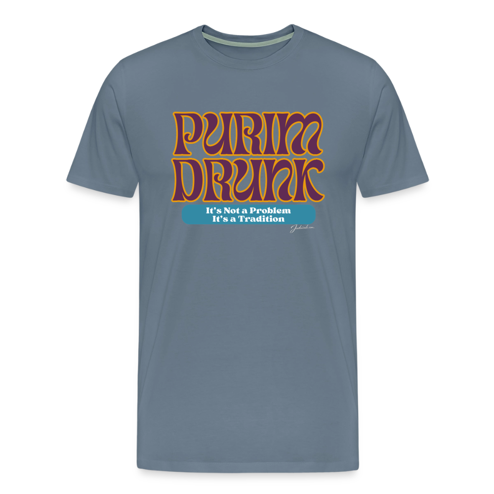 Purim Drunk Men's Premium T-Shirt - steel blue