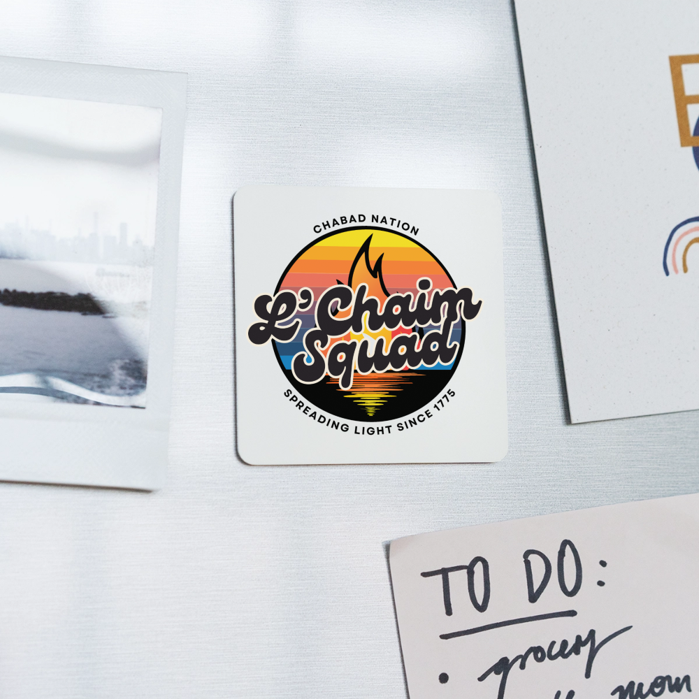 L’Chaim Squad – Spreading Light Square Magnet - white