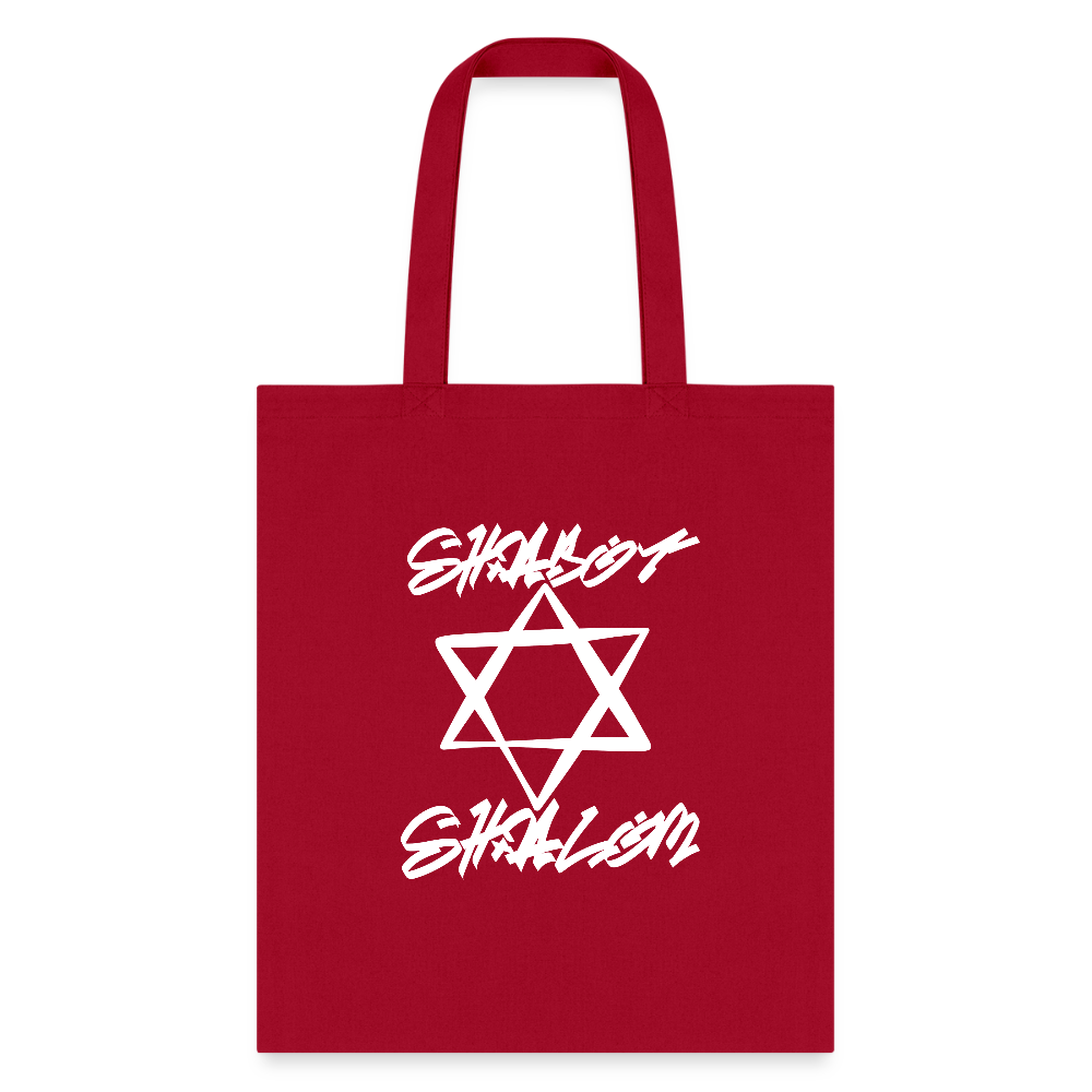 Shabbat Shalom Graffiti Light Star Tote Bag - red
