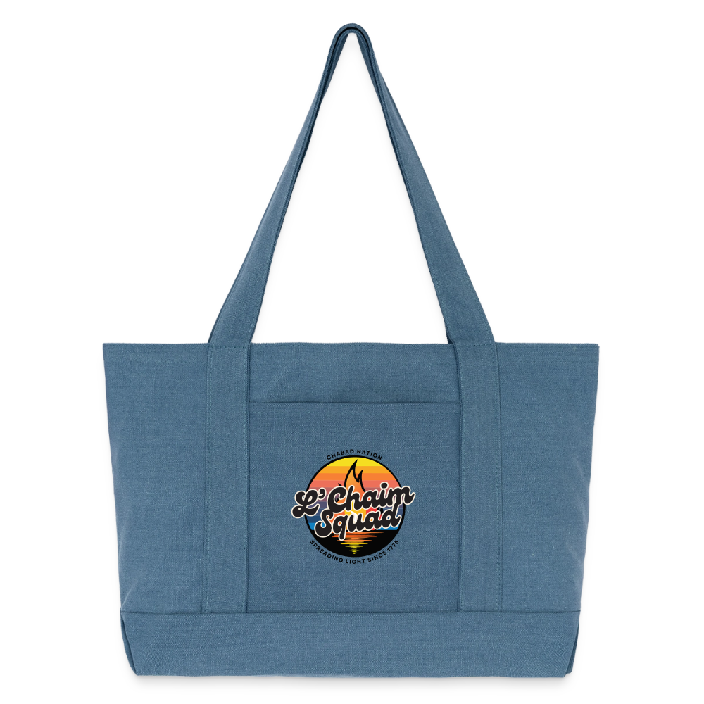 L’Chaim Squad – Spreading Light Cotton Pigment Dyed Tote Bag - denim