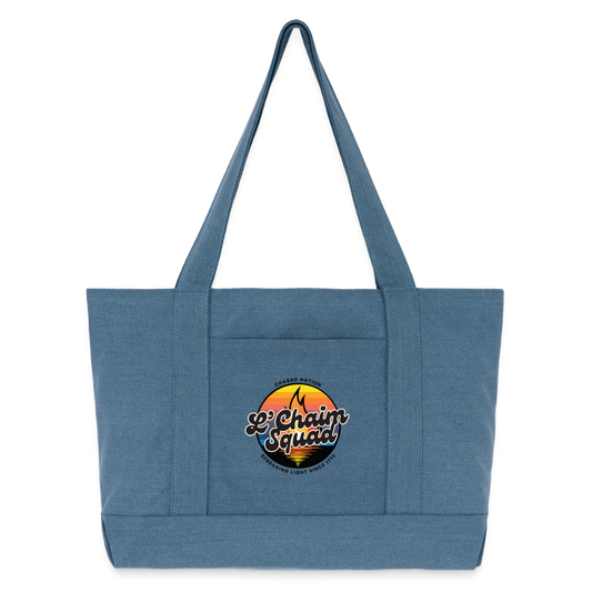 L’Chaim Squad – Spreading Light Cotton Pigment Dyed Tote Bag - denim