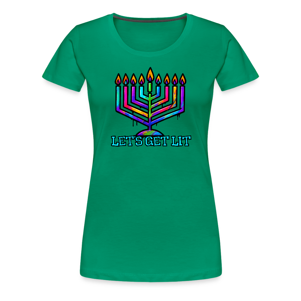Let's Get Lit Chabad Menorah Women’s Premium T-Shirt - kelly green