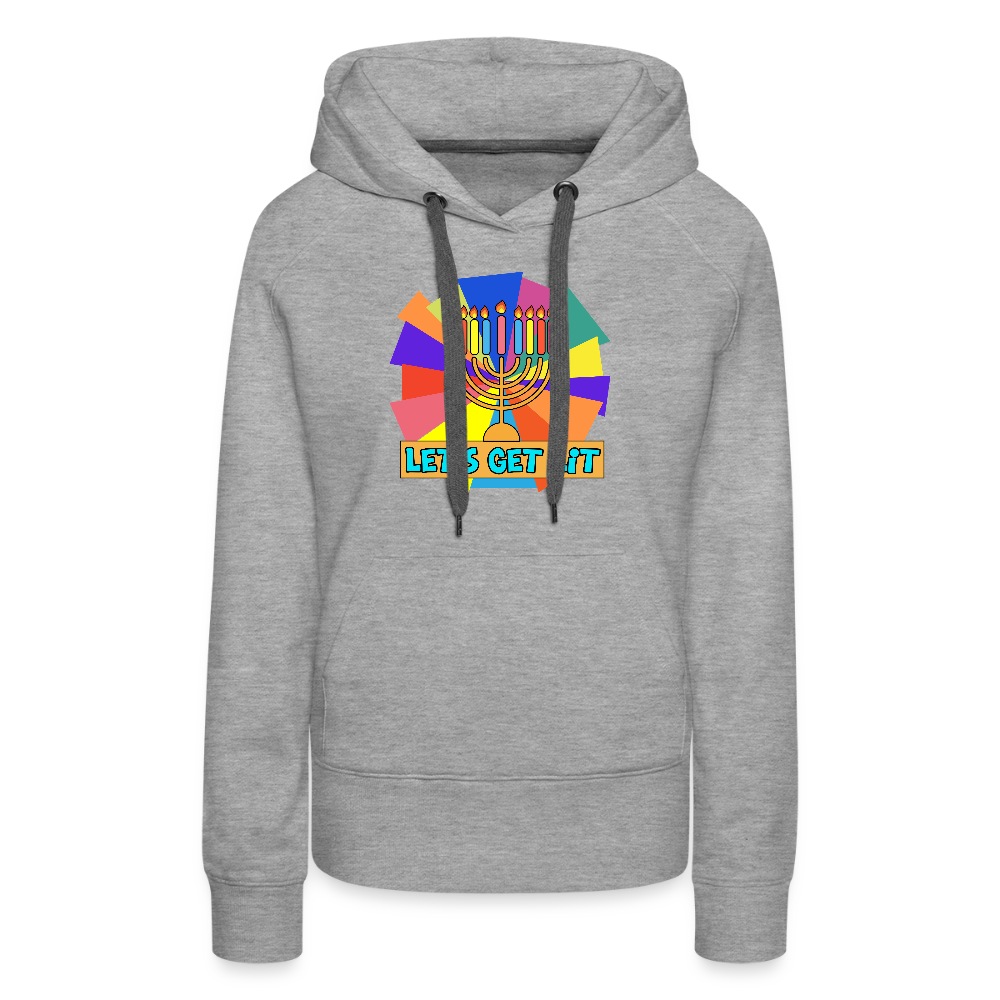 Glow & Get Lit Chanukah Menorah Women’s Premium Hoodie - heather grey