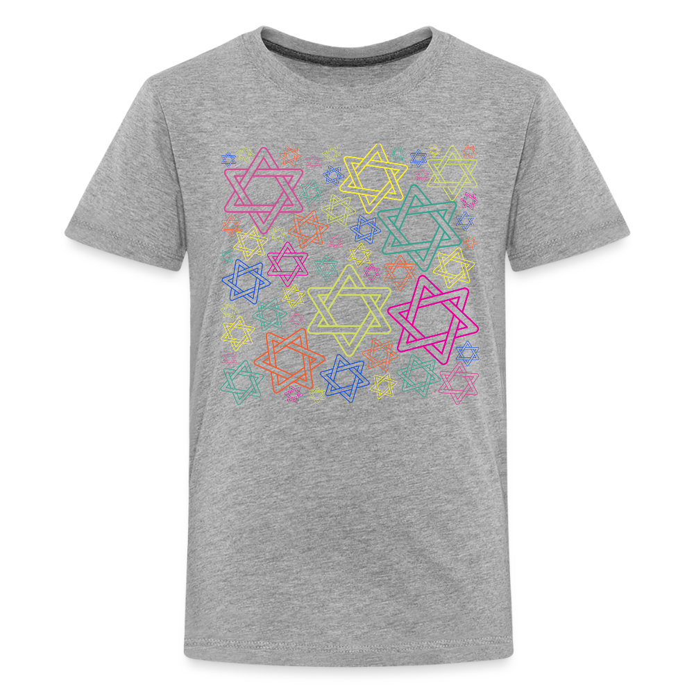 Neon Star of David Festival Kids' Premium T-Shirt - heather gray