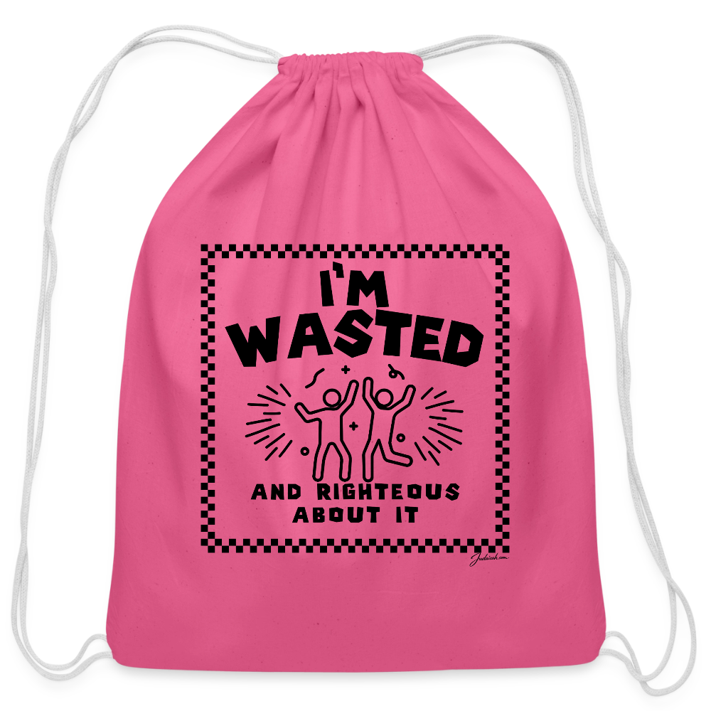 Wasted & Righteous Cotton Drawstring Bag - pink