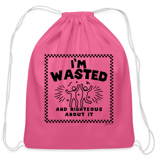 Wasted & Righteous Cotton Drawstring Bag - pink