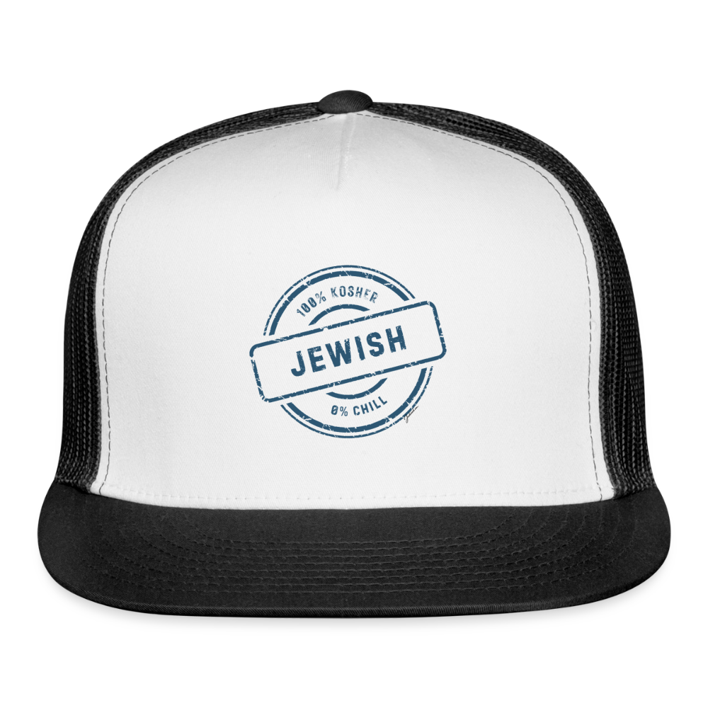 100% Jewish Trucker Hat - white/black