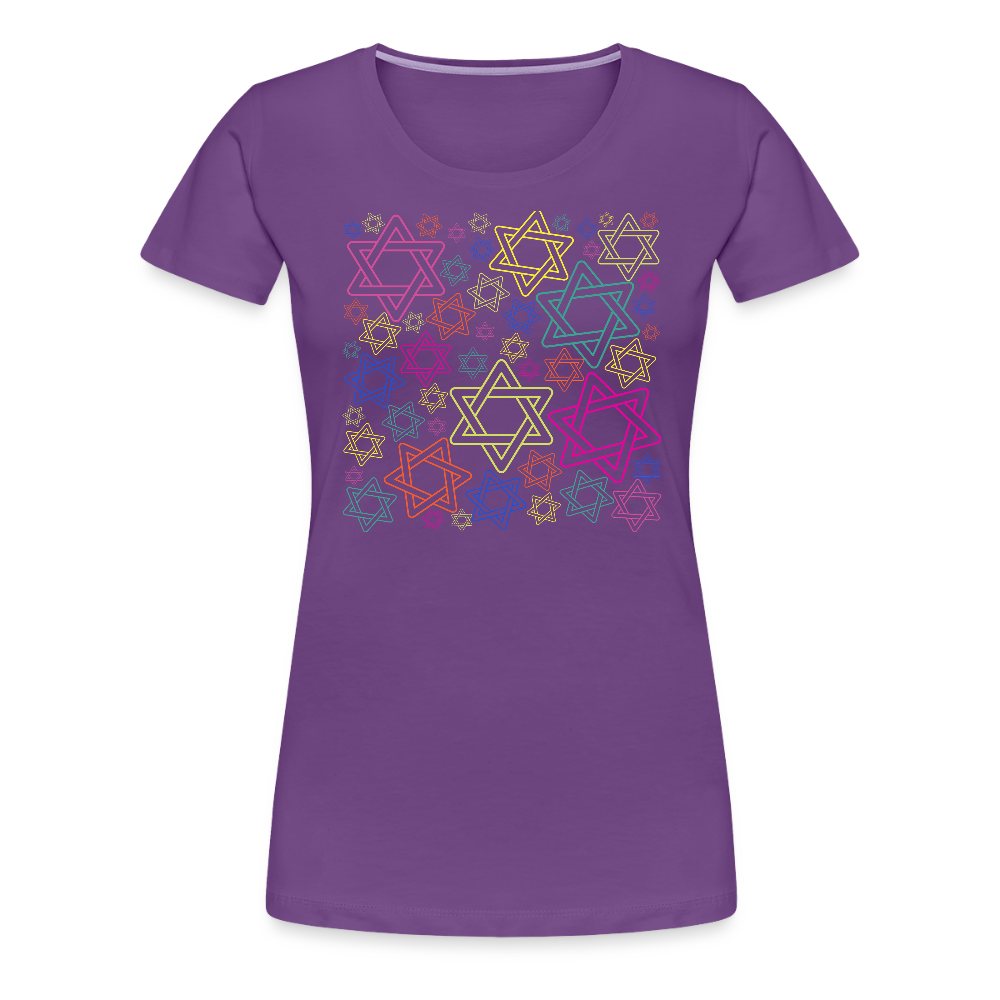 Neon Star of David Festival Women’s Premium T-Shirt - purple