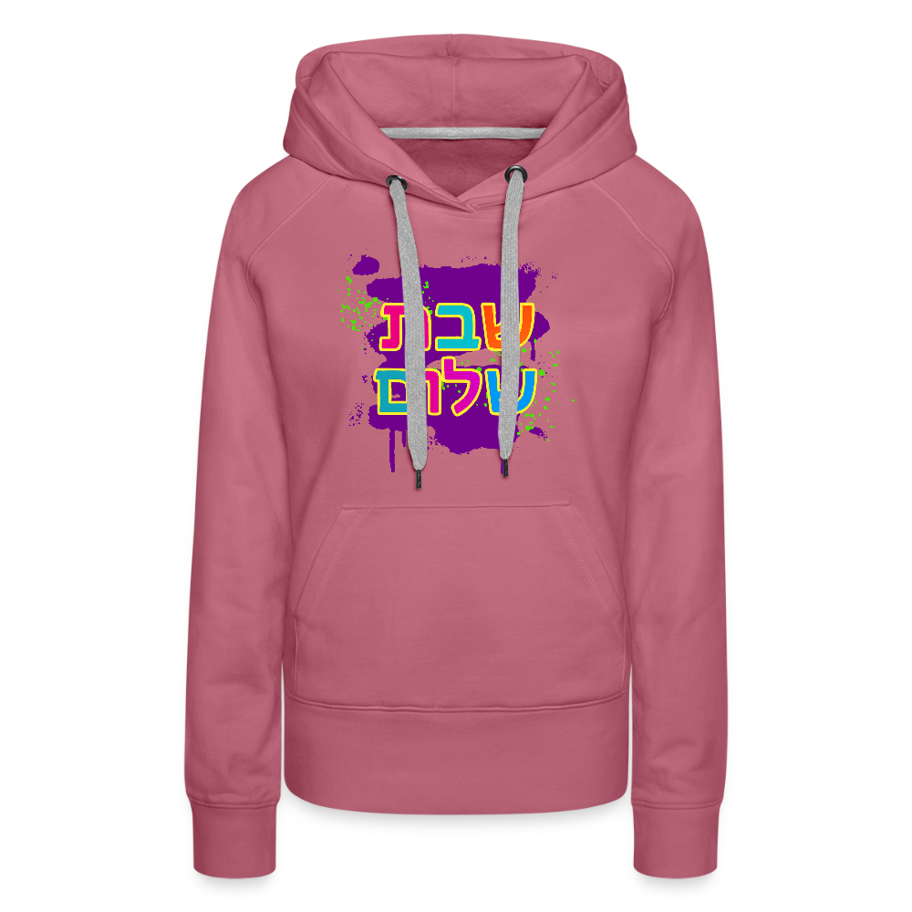 Shabbat Shalom Neon Pop Women’s Premium Hoodie - mauve