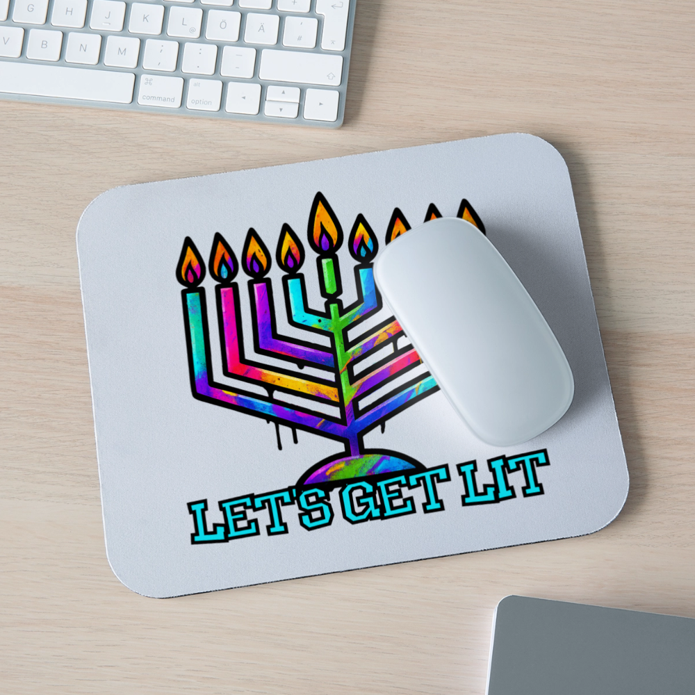 Let’s Get Lit Chabad Menorah Mouse pad Horizontal - white