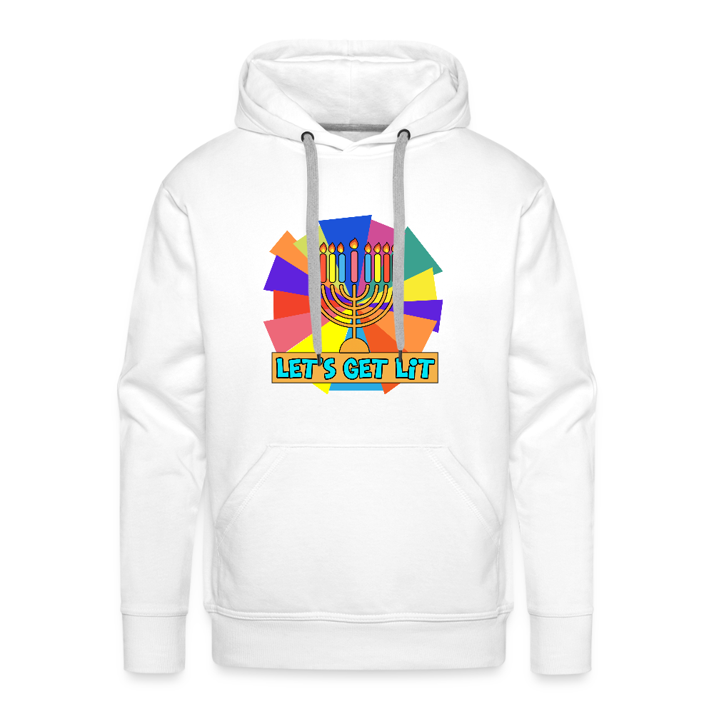Glow & Get Lit Chanukah Menorah Men’s Premium Hoodie - white