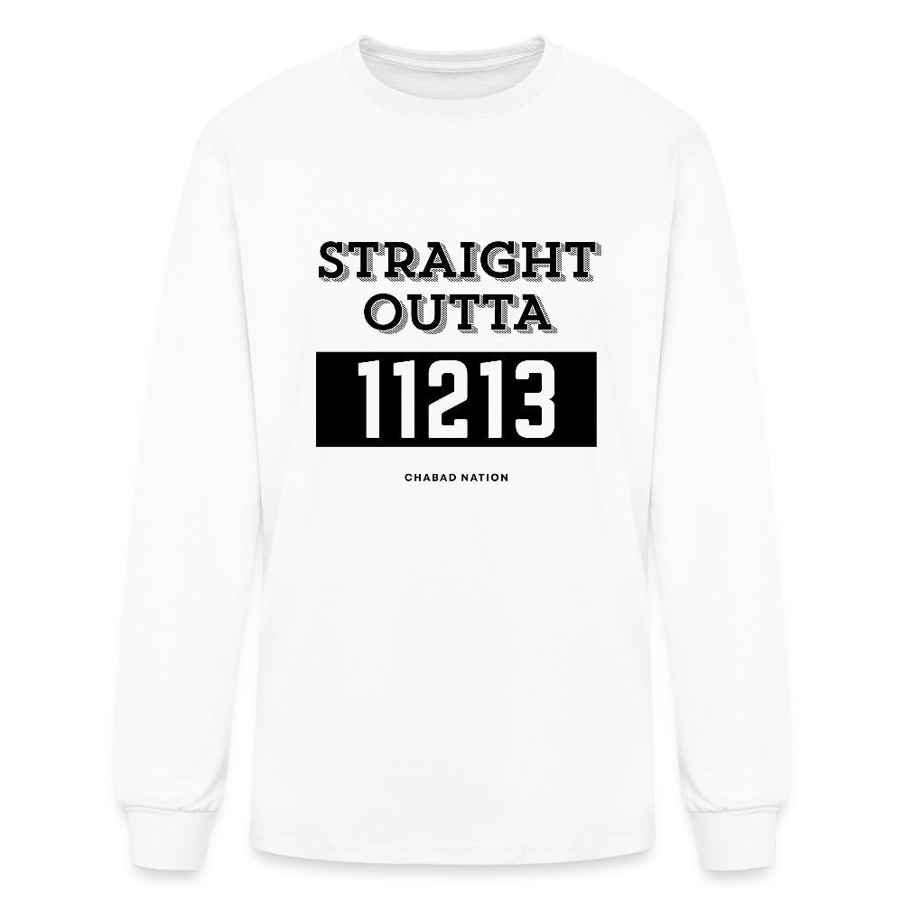 Straight Outta 11213 Men's Long Sleeve T-Shirt - white