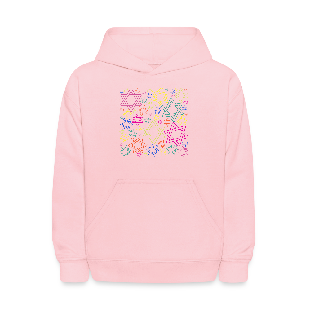 Neon Star of David Festival Kids' Hoodie - pink