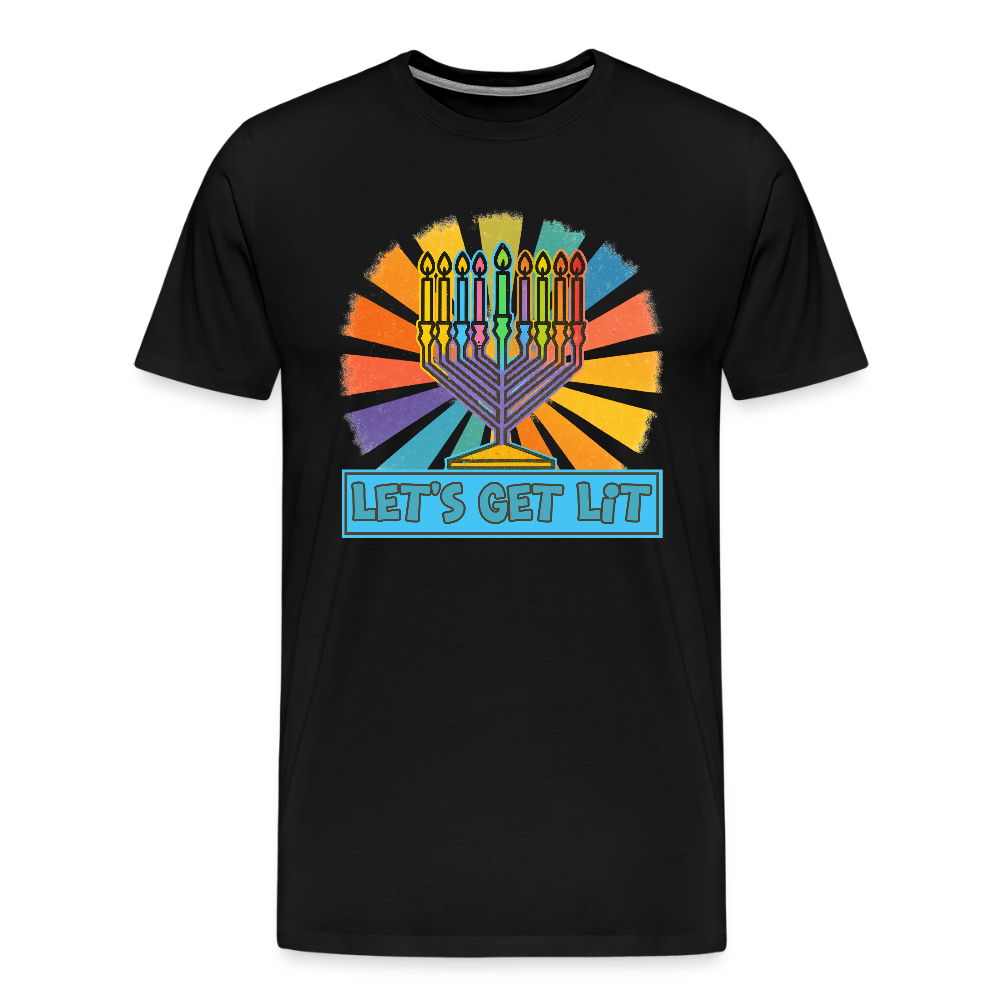 Radiant Retro Let's Get Lit Menorah Men's Premium T-Shirt - black