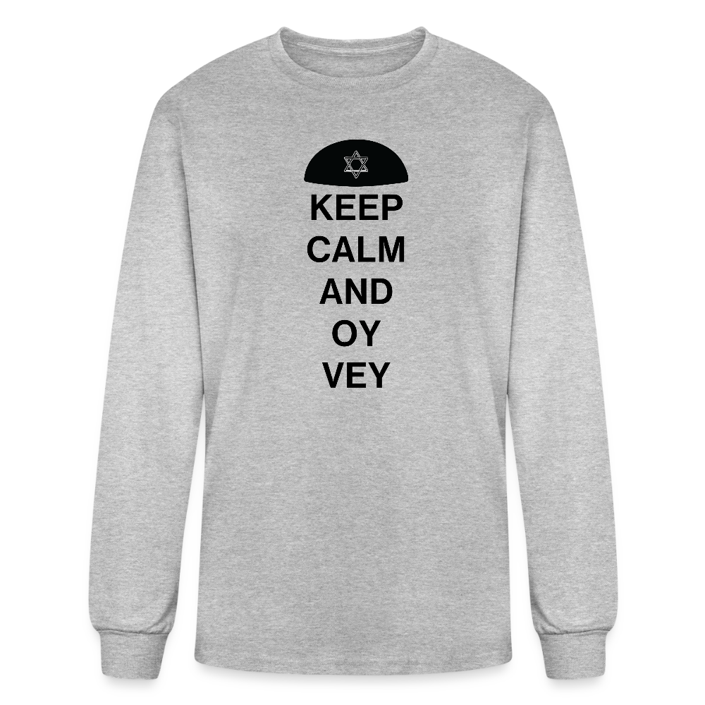Keep Calm and Oy Vey Men's Long Sleeve T-Shirt - heather gray