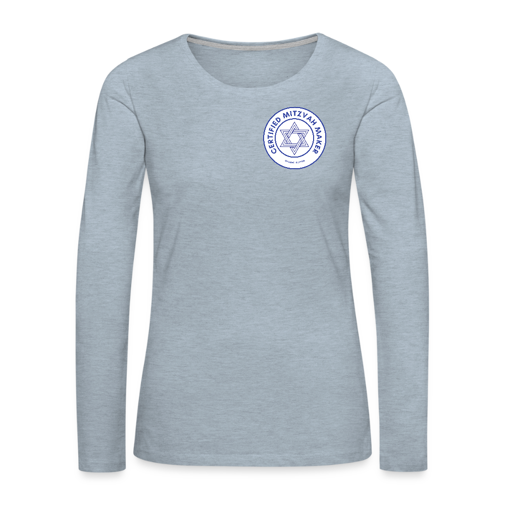Certified Mitzvah Maker Badge Women's Premium Long Sleeve T-Shirt - heather ice blue